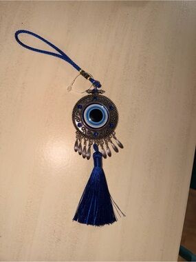 Blue Evil Eye Tassel car Hanging Charm NWOT